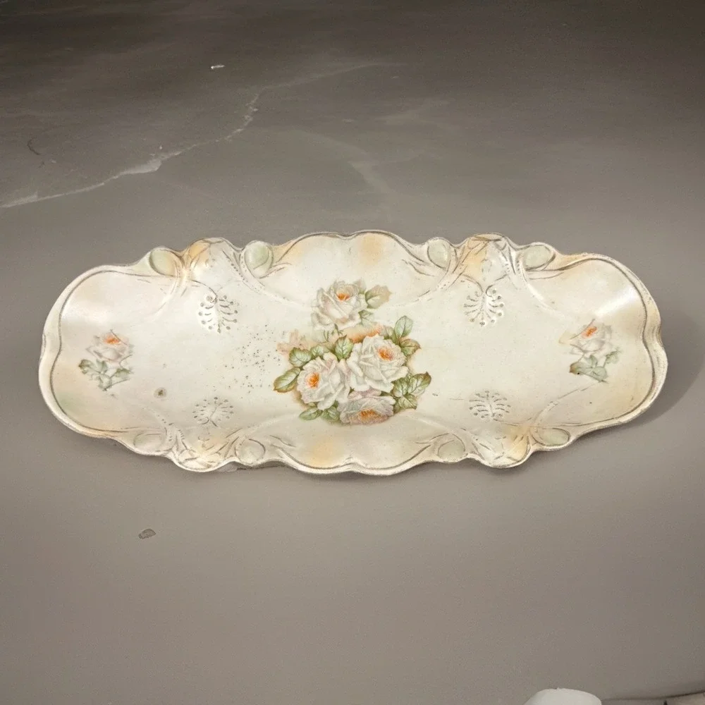 Vintage German Lusterware‎ Oval Bowl